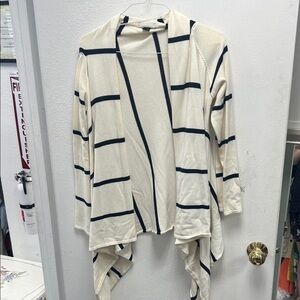 Willi Smith Cream and Black Striped Cardigan